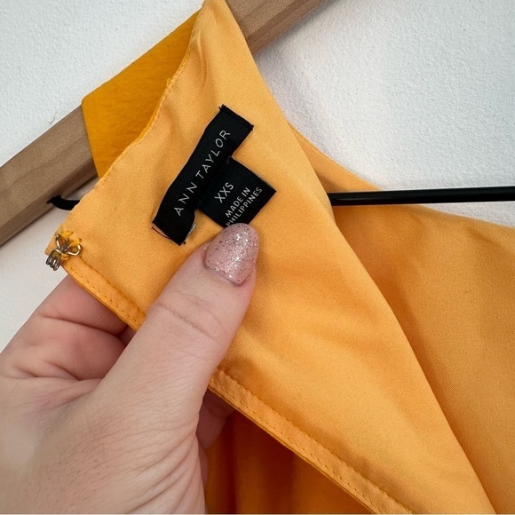 Ann Taylor Women’s Burnt Yellow Sleeveless Flowy A-line Midi Sun Dress Size XXS - Picture 9 of 12